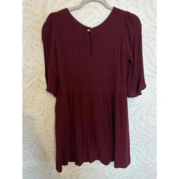 NWOT Free People Burgundy Embroidered High Waist Dress M - Picture 4 of 4